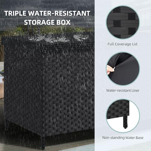 230 Gal Black All-Weather Wicker Outdoor Storage Box M647
