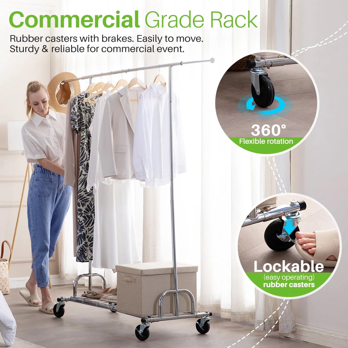 450 lbs Clothing Rack with Shelves B876307