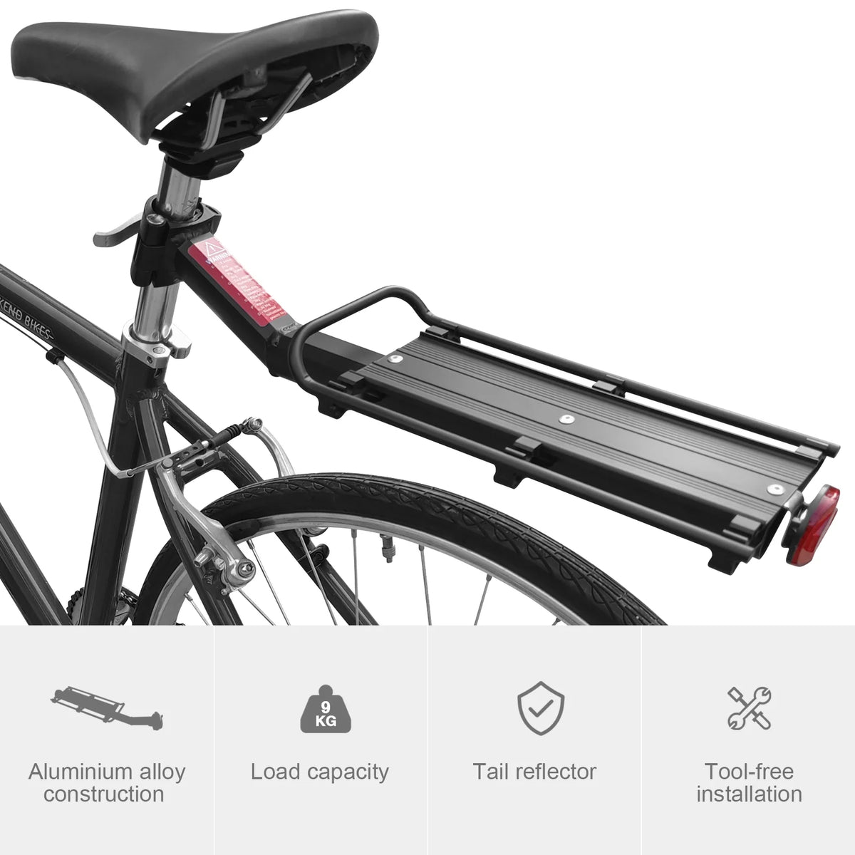 Rear Bike Rack Aluminium Alloy Luggage Carrier with Reflector G29951