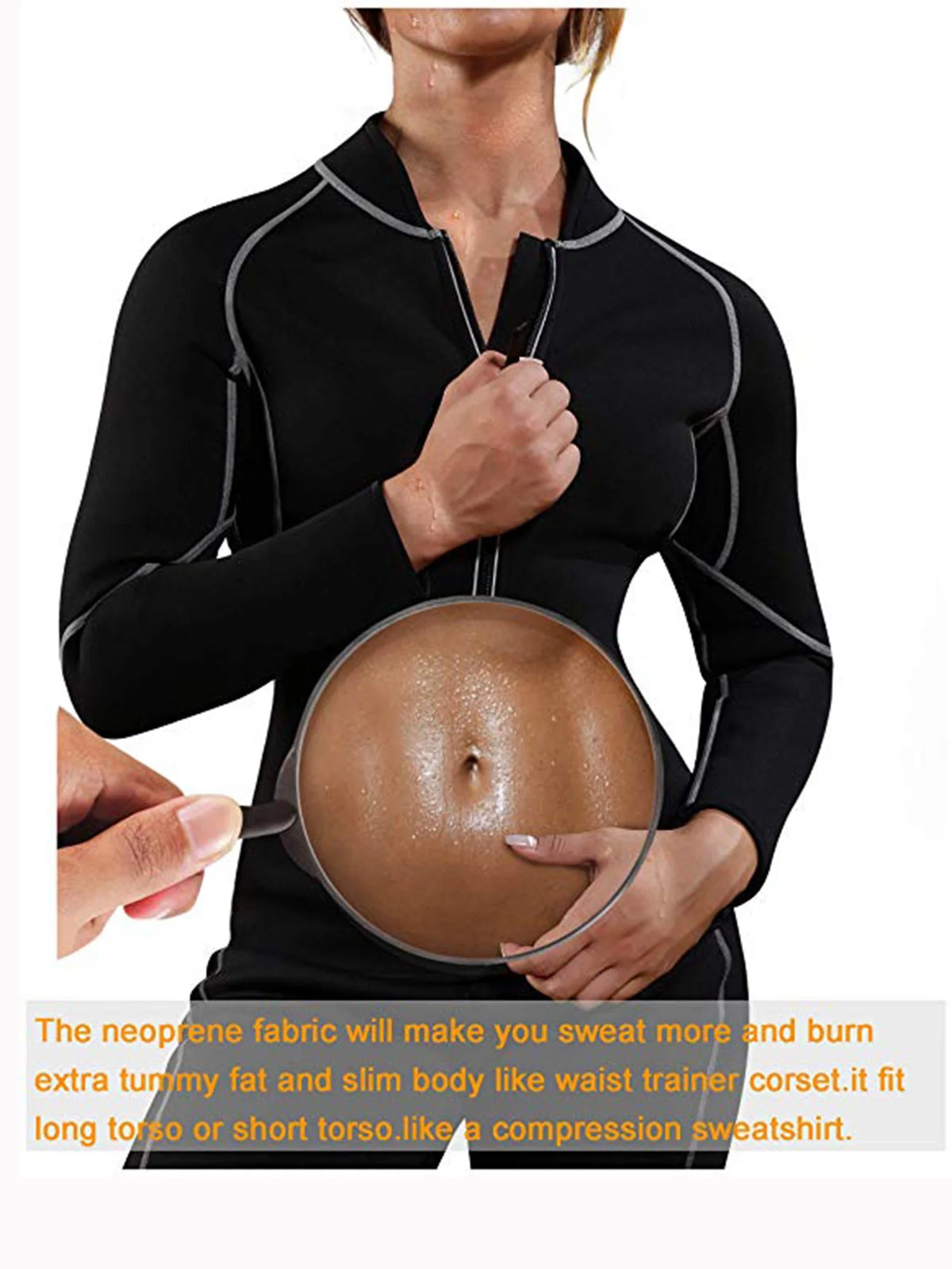 Women's Neoprene Sauna Vest Waist Trainer Corset Long Sleeves Gym Hot Sweat Suit Workout Body Shaper S87422