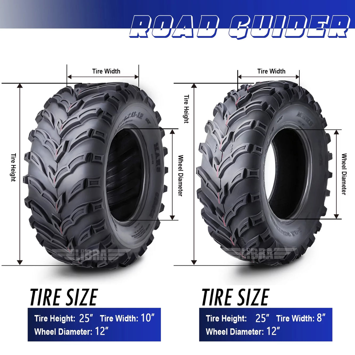 ATV/UTV Tires 25x8-12 Front & 25x10-12 Rear 6PR Set 4 O27347