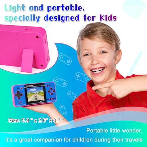 Pink Blue Handheld Game with 220 Built-in Video Games Z29177
