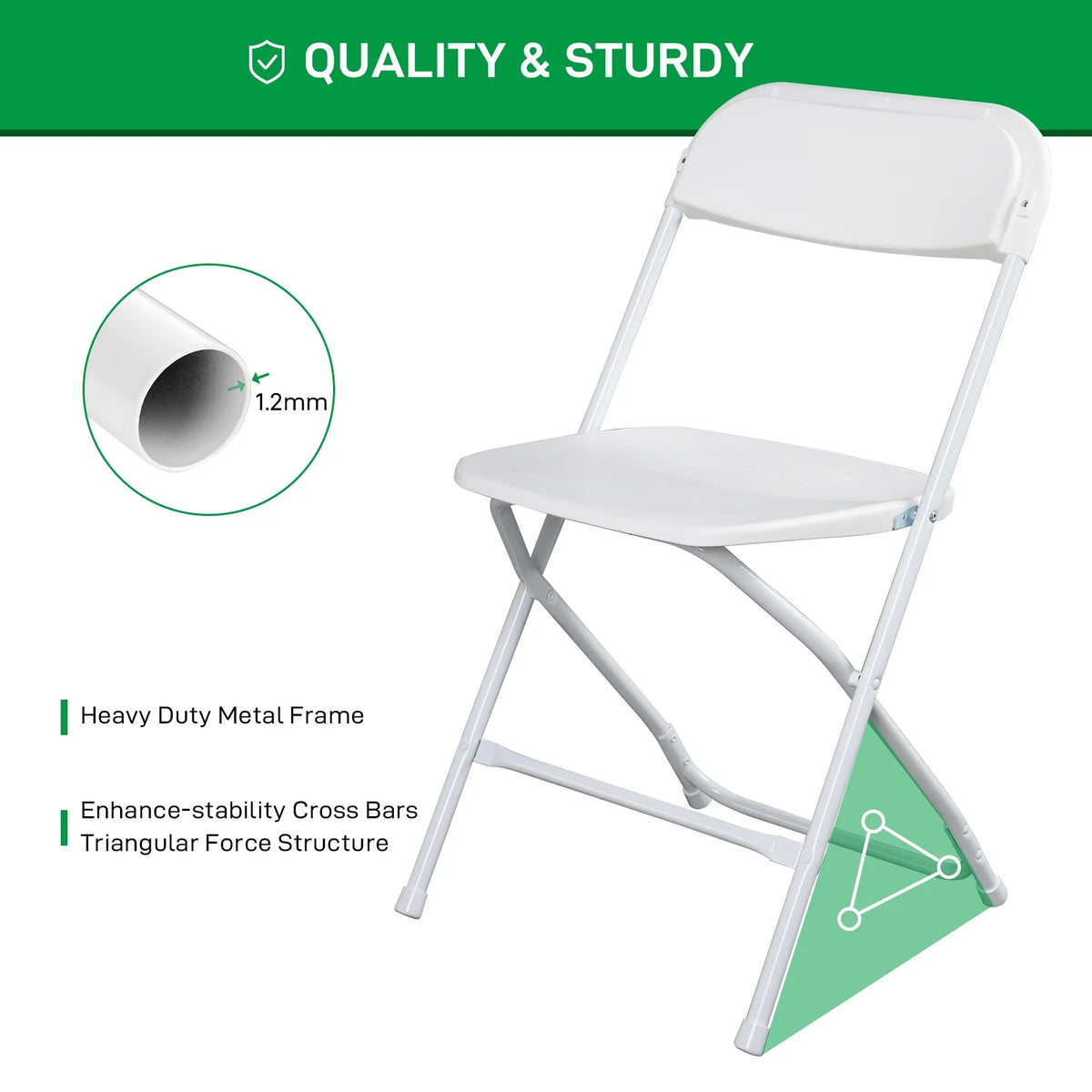 10 Pack White Stackable Plastic Folding Chairs F262