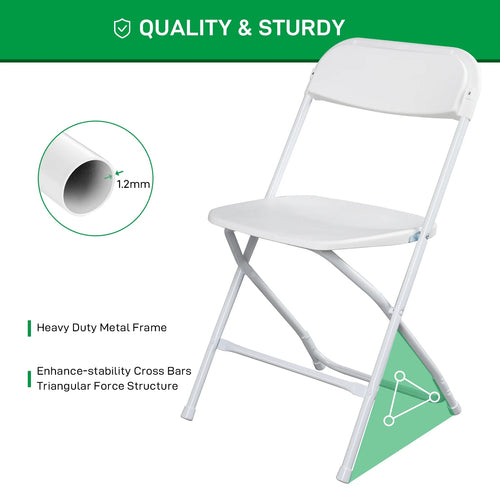 10 Pack White Stackable Plastic Folding Chairs F262