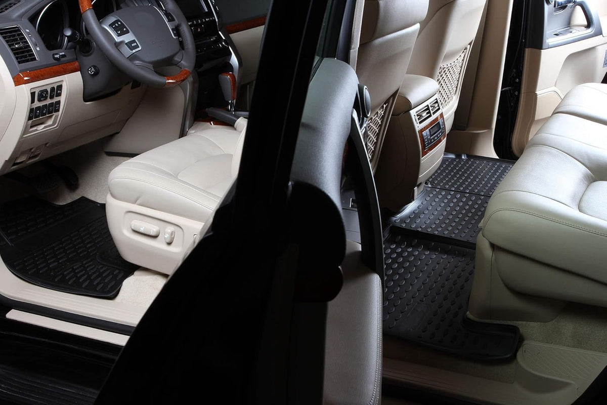 Black Floor Mats Front & 2nd Row Seat Liner Set W1142