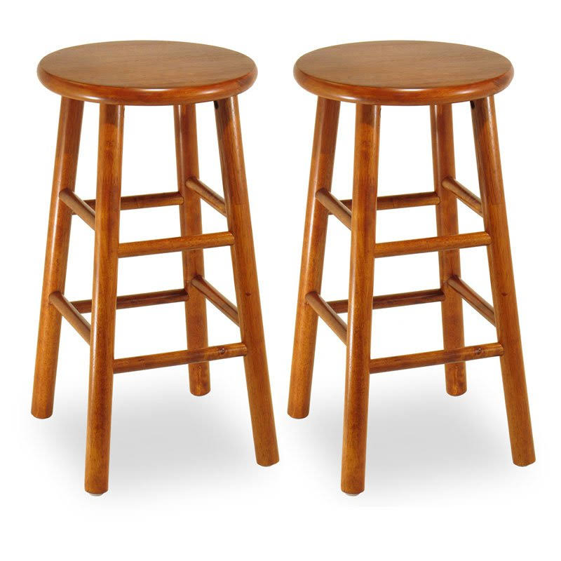 Cherry 24x22 Stool with Beveled Seat, Set of 2 F4384