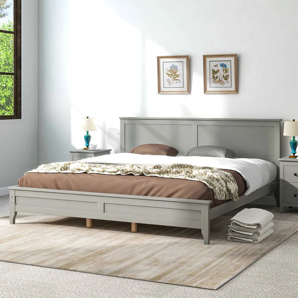 Solid Wood King Platform Bed N320