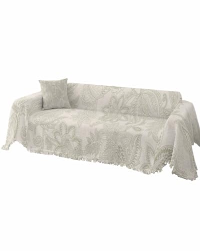 Beige Floral Sofa Cover 71"x102" E129