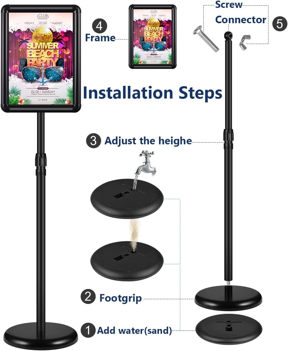 2 Pack Adjustable Sign Stand 8.5x11 Inch Black G243885