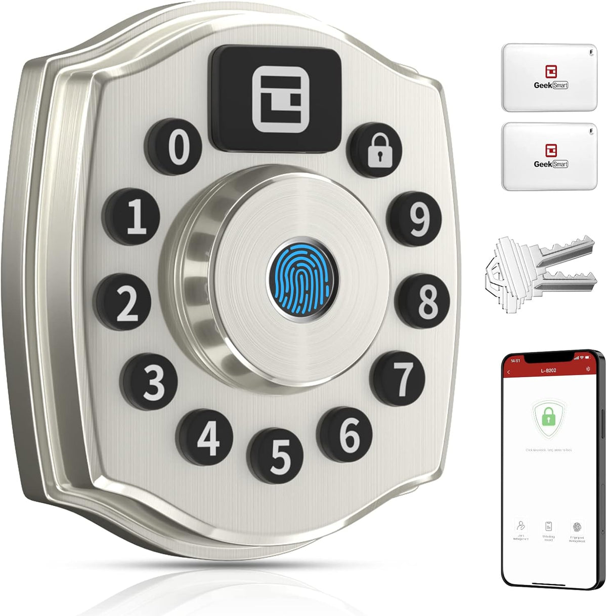 5-in-1 Keyless Entry Deadbolt Smart Lock with Keypad, APP, IC Card, Mechanical Key S560317