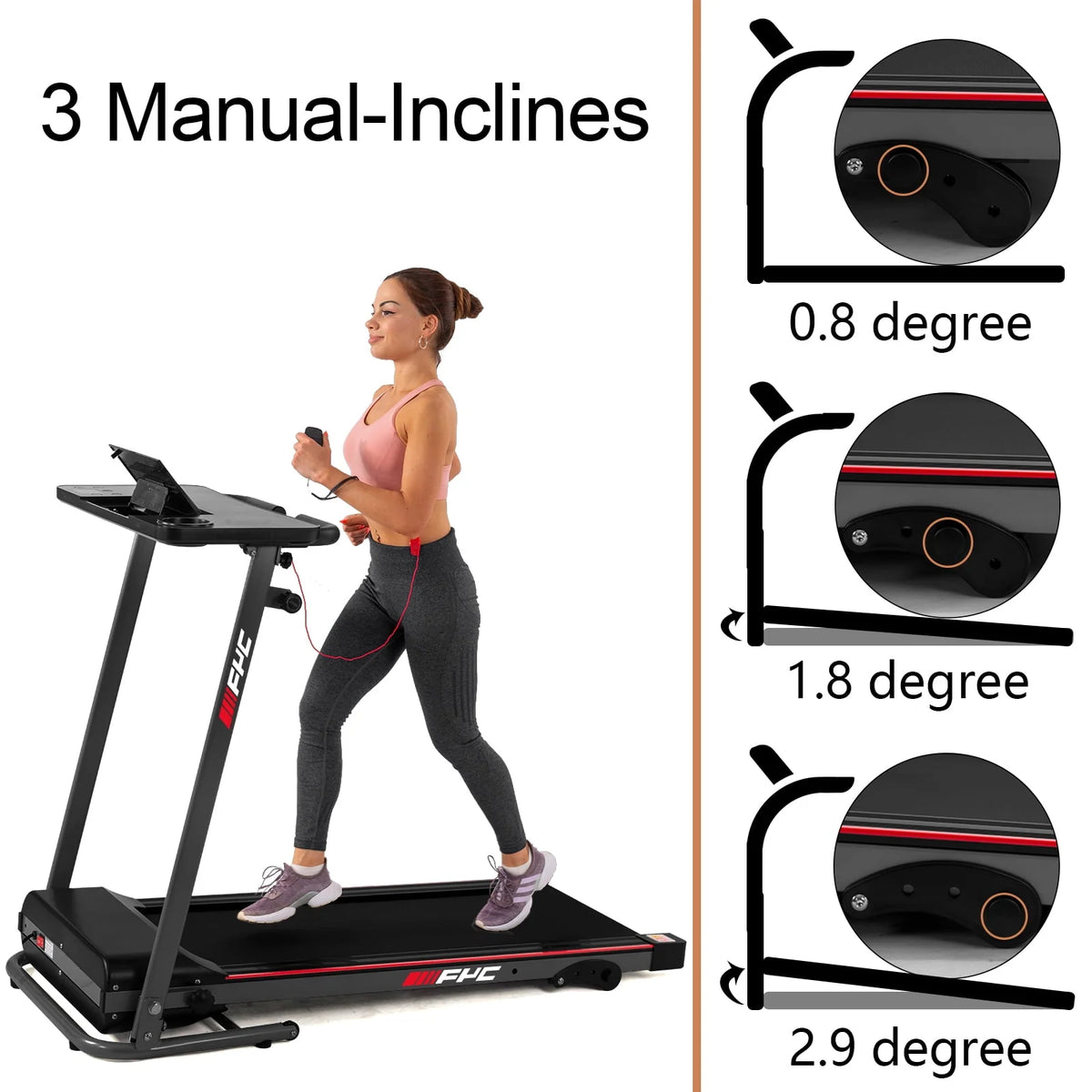 Folding Treadmill with Desk 2.5HP Compact Electric Treadmill W858158