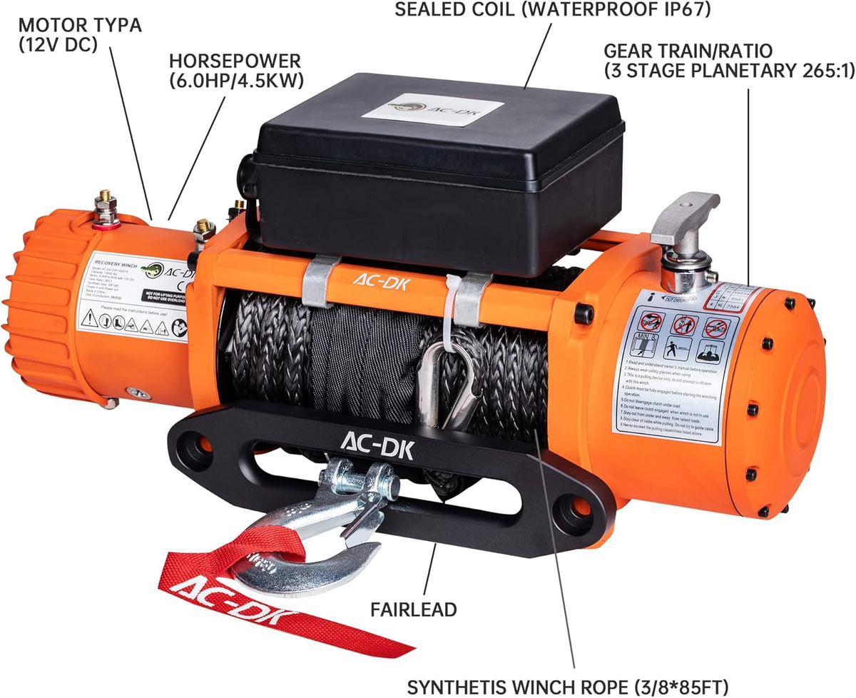 13000 lb 12V Electric Winch Kit with 85ft Synthetic Rope A21269