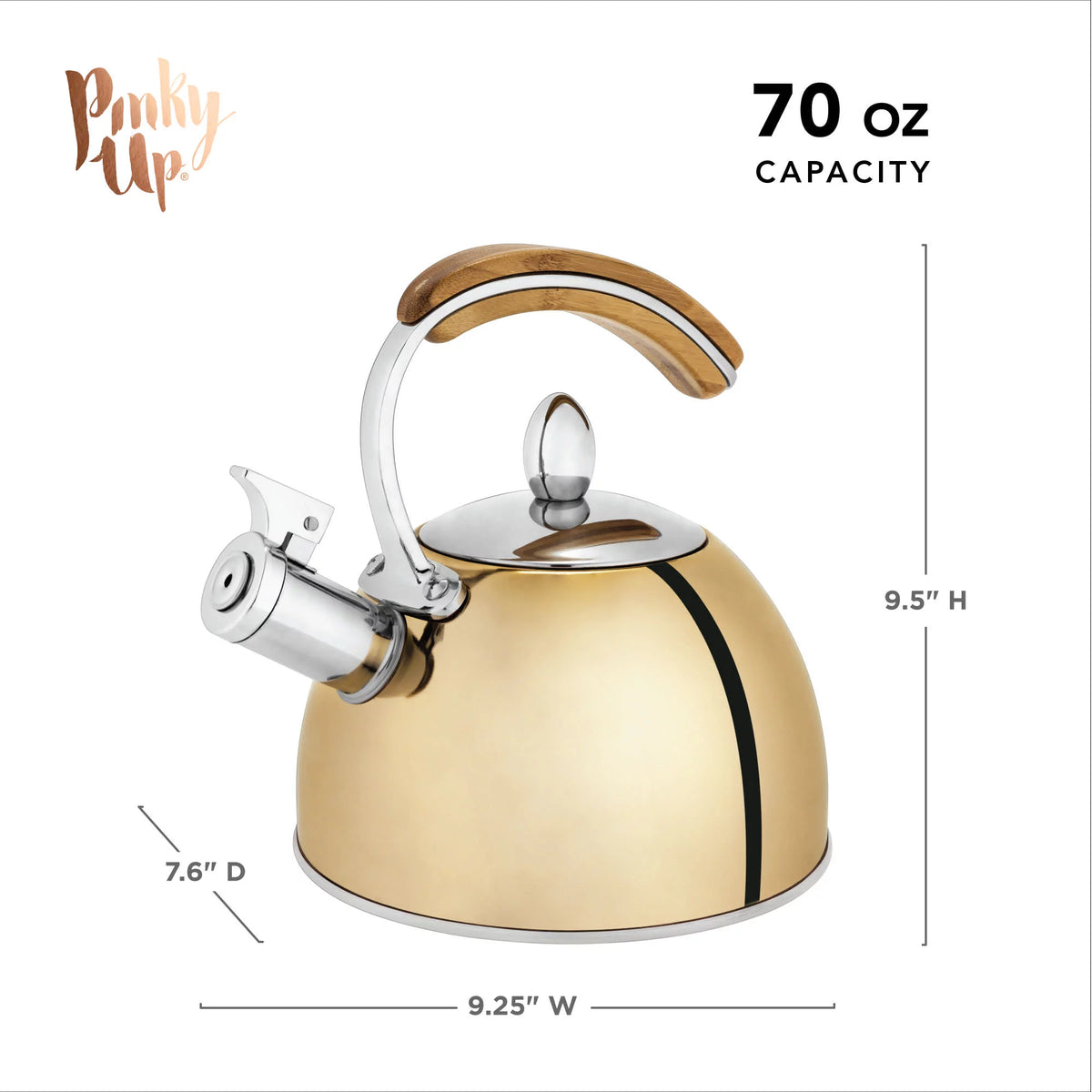 Gold Stainless Steel Whistling Tea Kettle L302