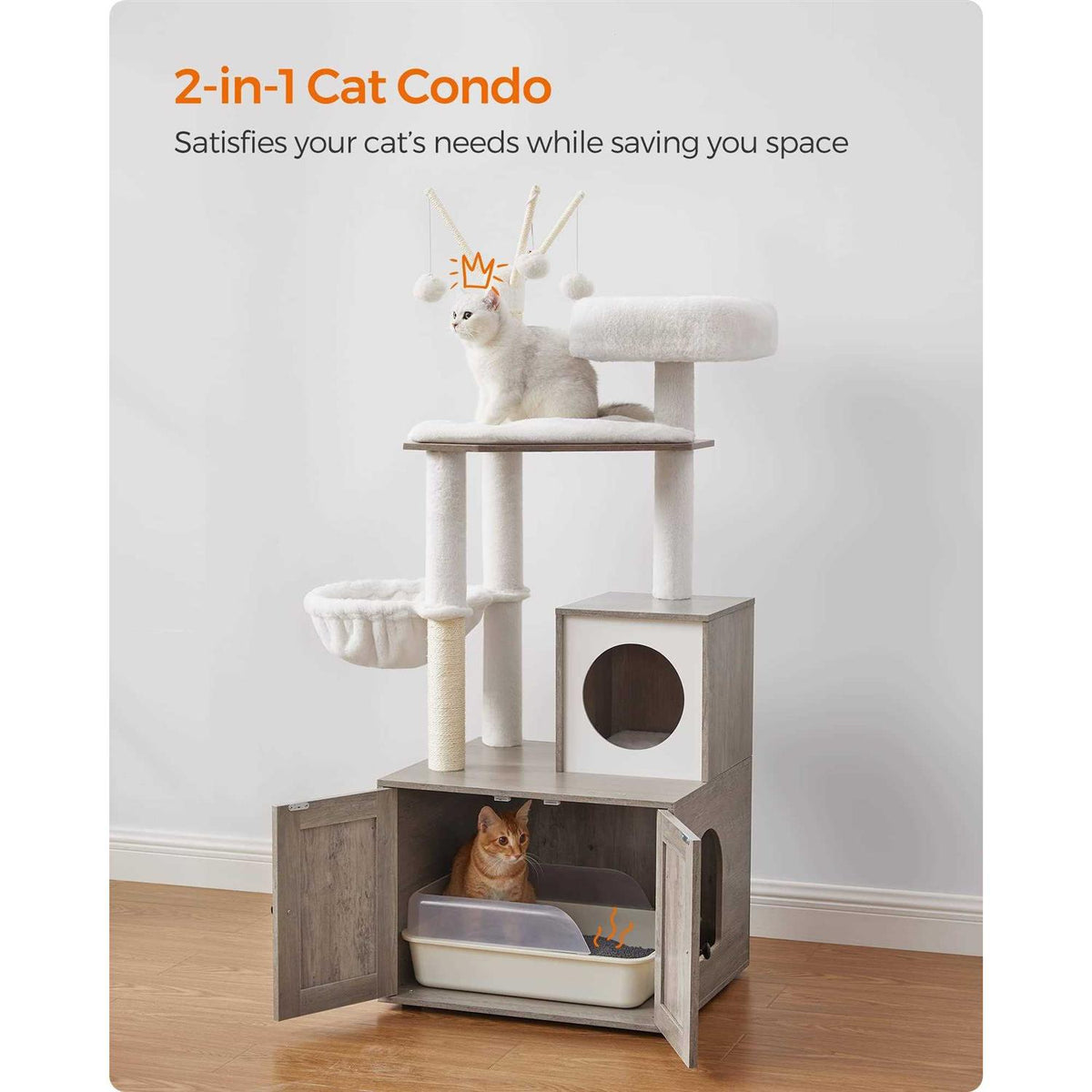 Cat Tree with Litter Box Enclosure 2-in-1 H72680