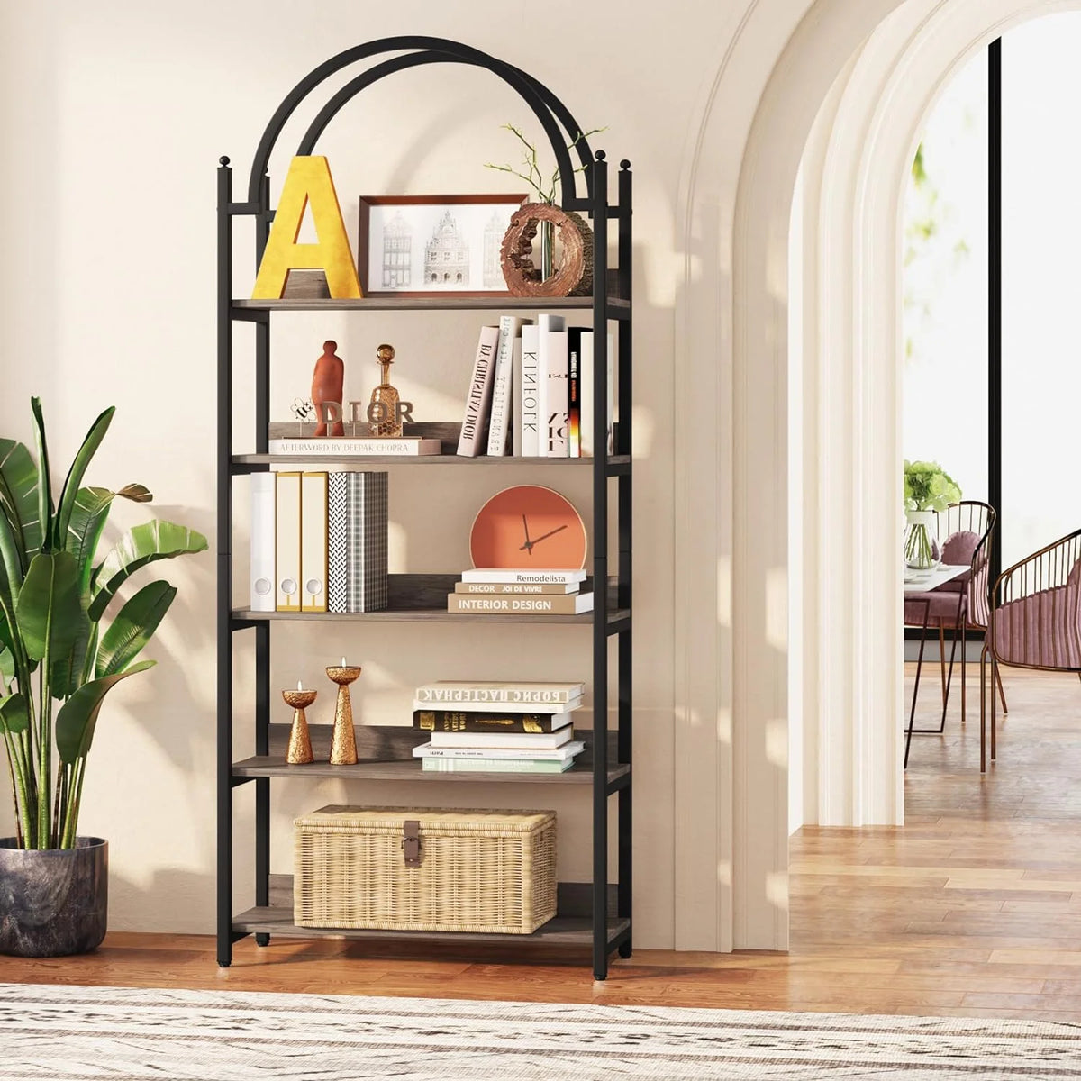 72.4 inch Tall 5 Tier Arched Bookshelf K2193