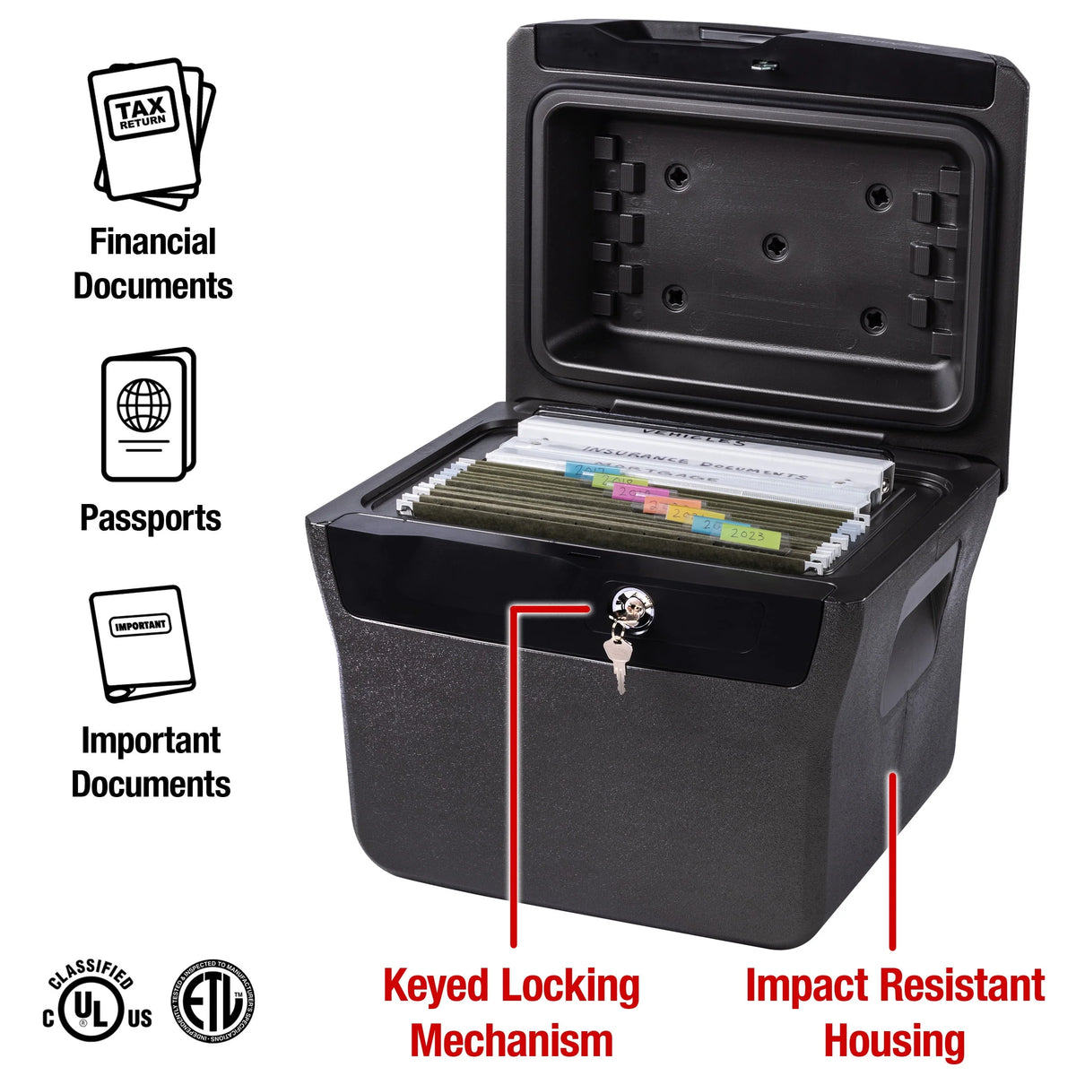 Fire-Resistant Water-Resistant File Safe Box with Key Lock 0.66 Cu. ft. W27797