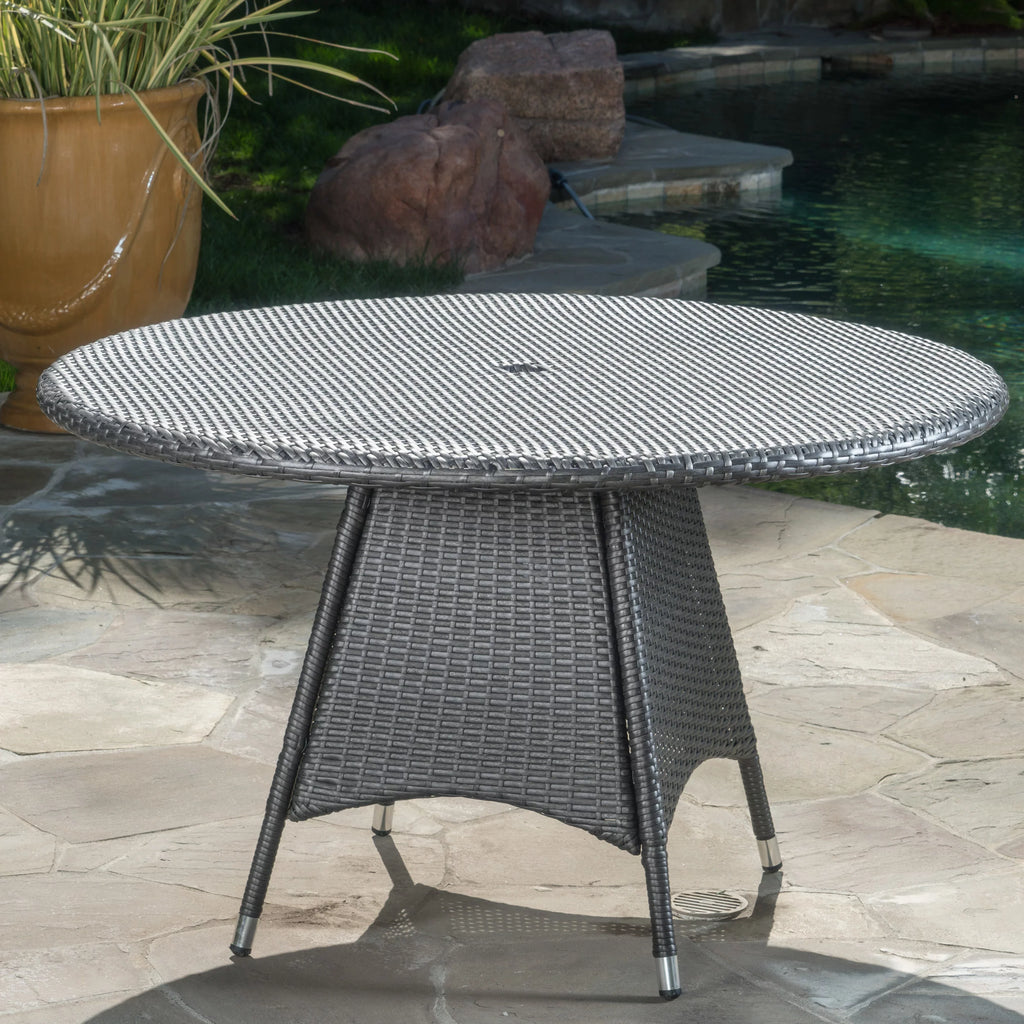 Grey Wicker Round Dining Table W8538