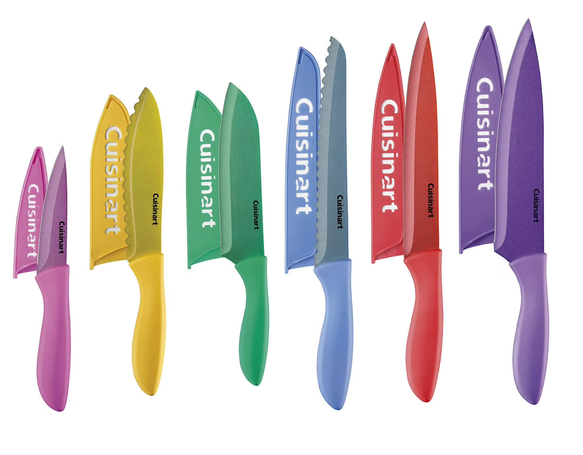 12-Piece Soft Grip Metallic Coated Knife Set with Blade Guards V157