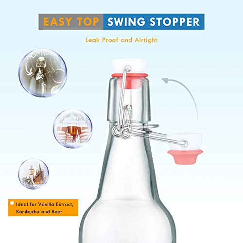 Clear Glass Beer Bottles with Swing Cap 16 oz Case of 6 J525
