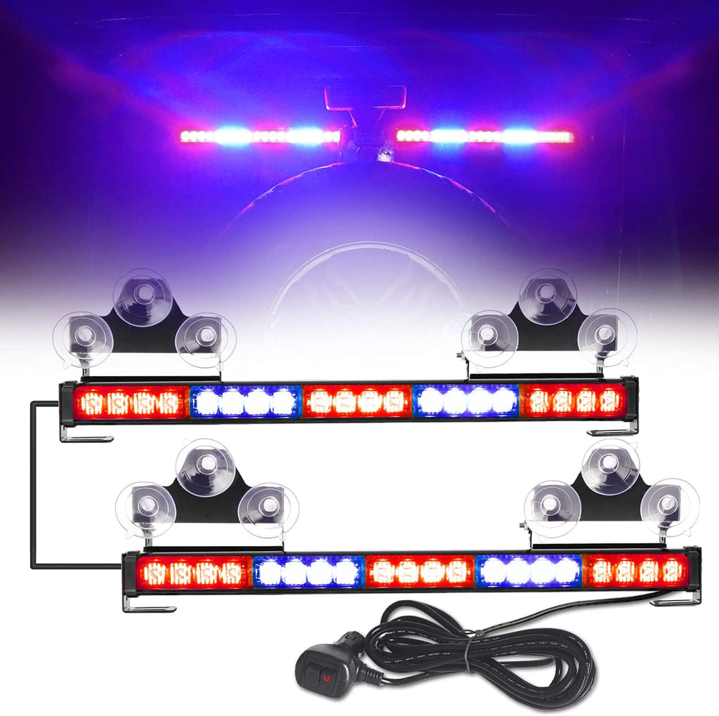 2 in 1 Emergency Flashing LED Traffic Advisor Strobe Light Bar Amber/White R73443