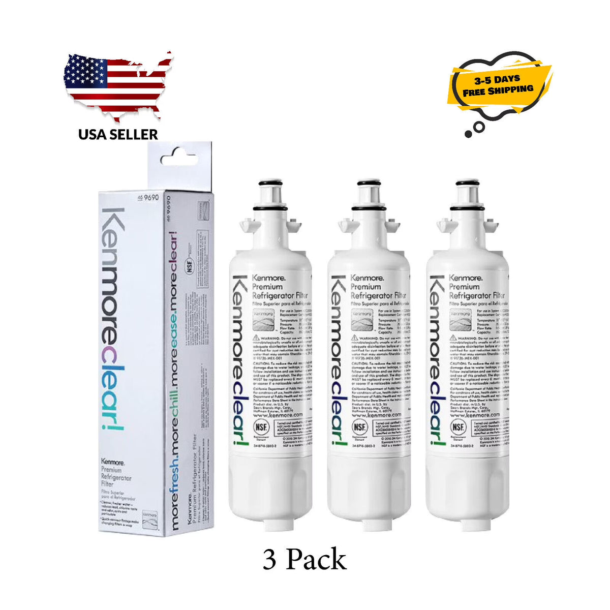 3 Pack Refrigerator Water Filter F57061