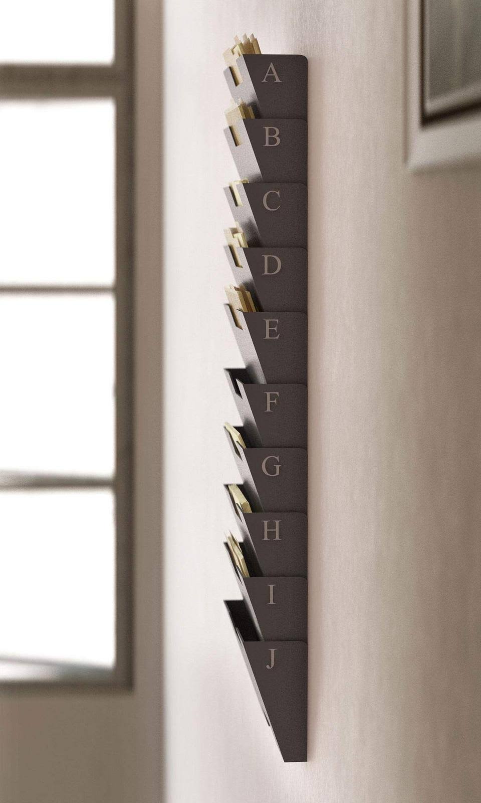 Gray Wall Mount Steel Vertical File Organizer 10 Sectional Modular T755344