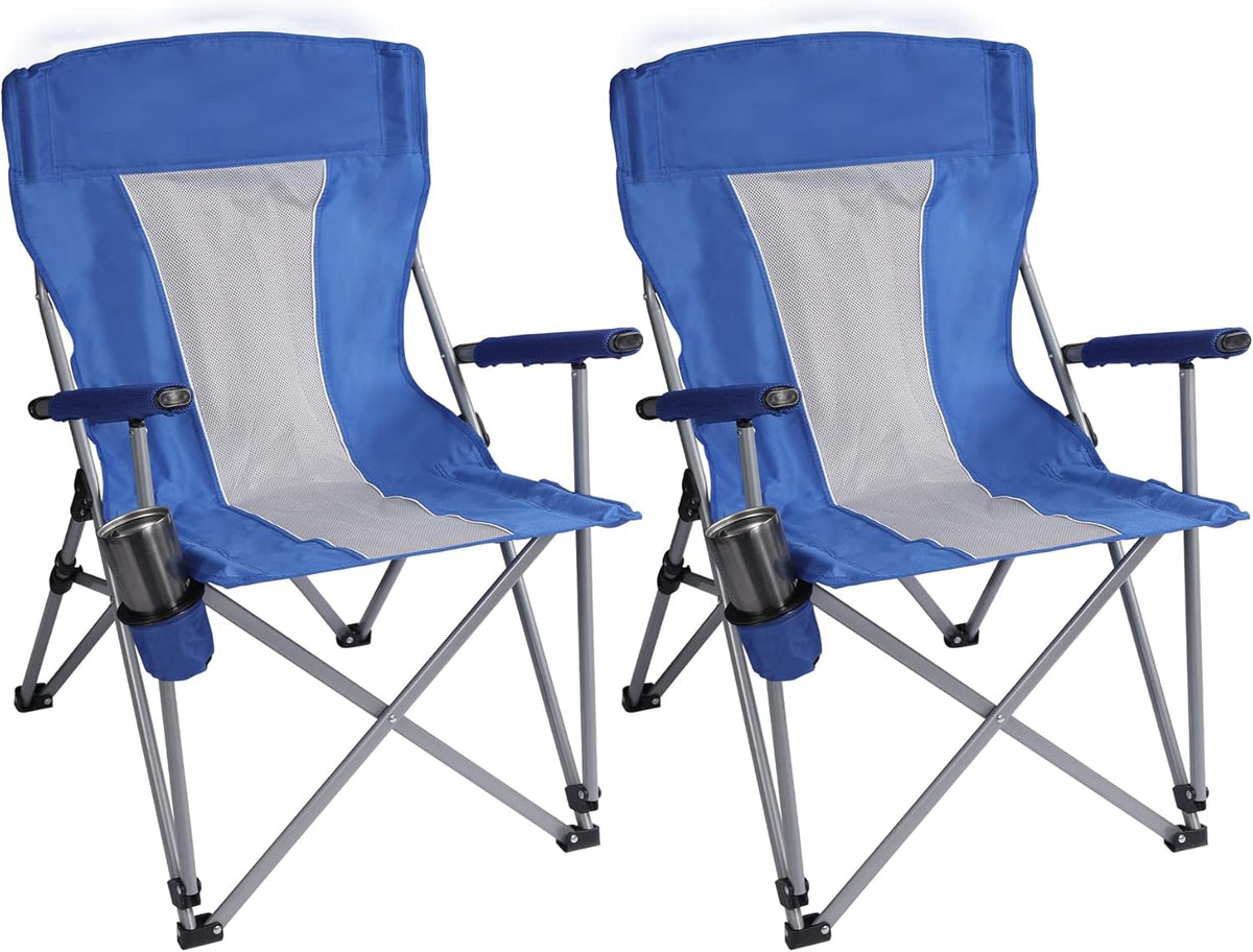 Oversized Folding Camping Chairs with Hard Armrests and Cup Holder N87000