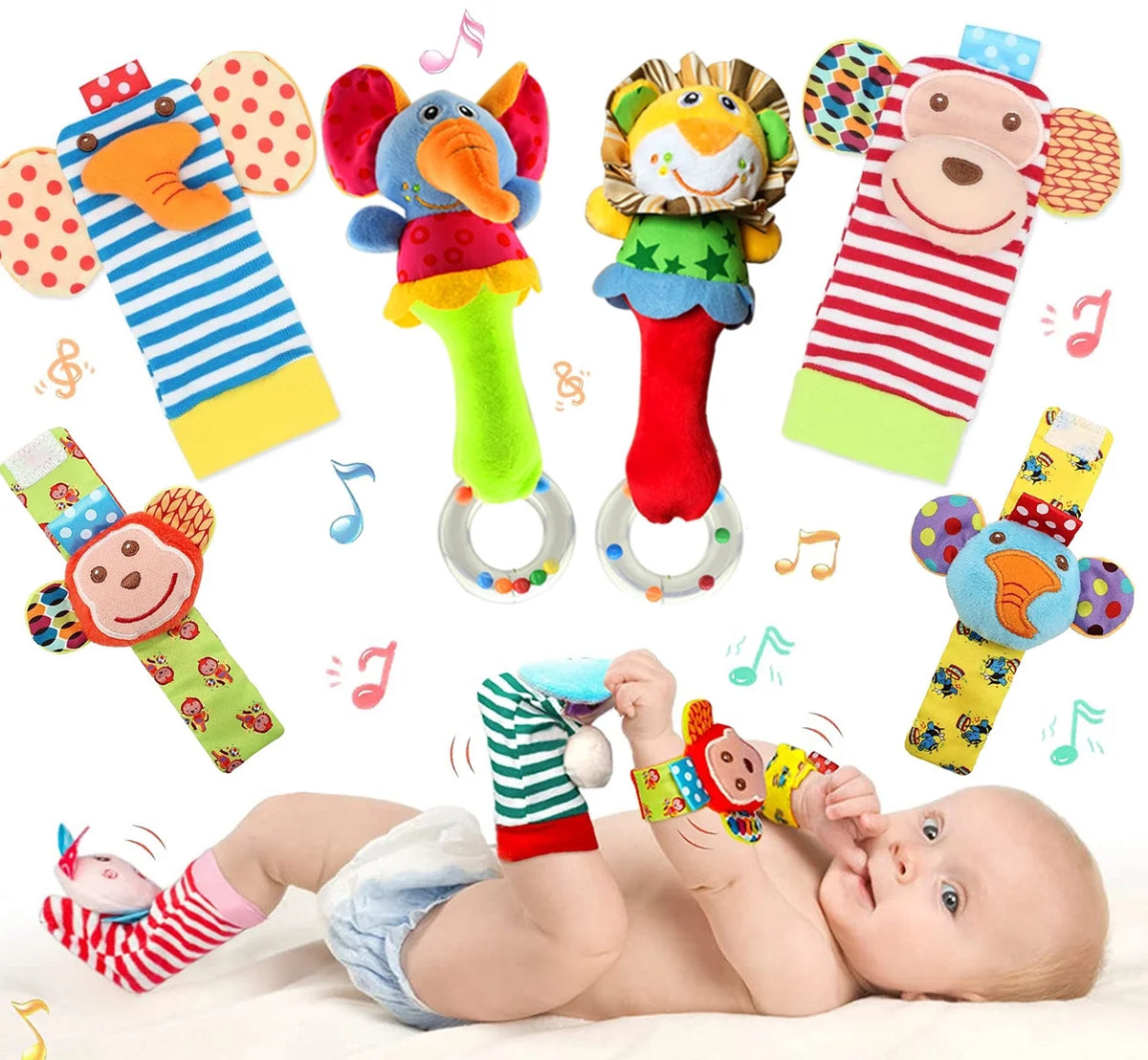 6 Pcs Baby Soft Rattle and Socks Toys Set S910035