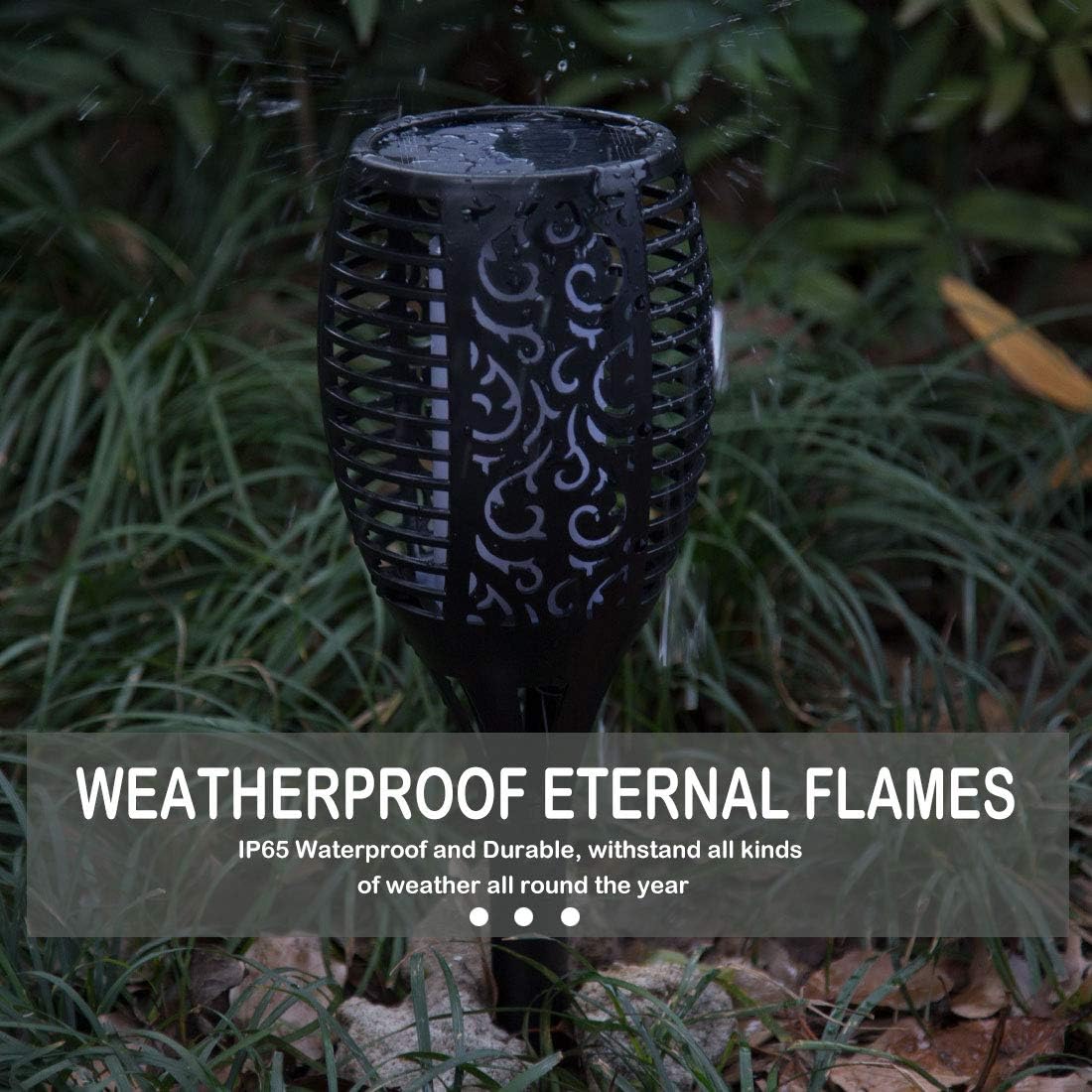 6 Pack Solar Outdoor Lights 96 LED Flickering Flames Waterproof B30342
