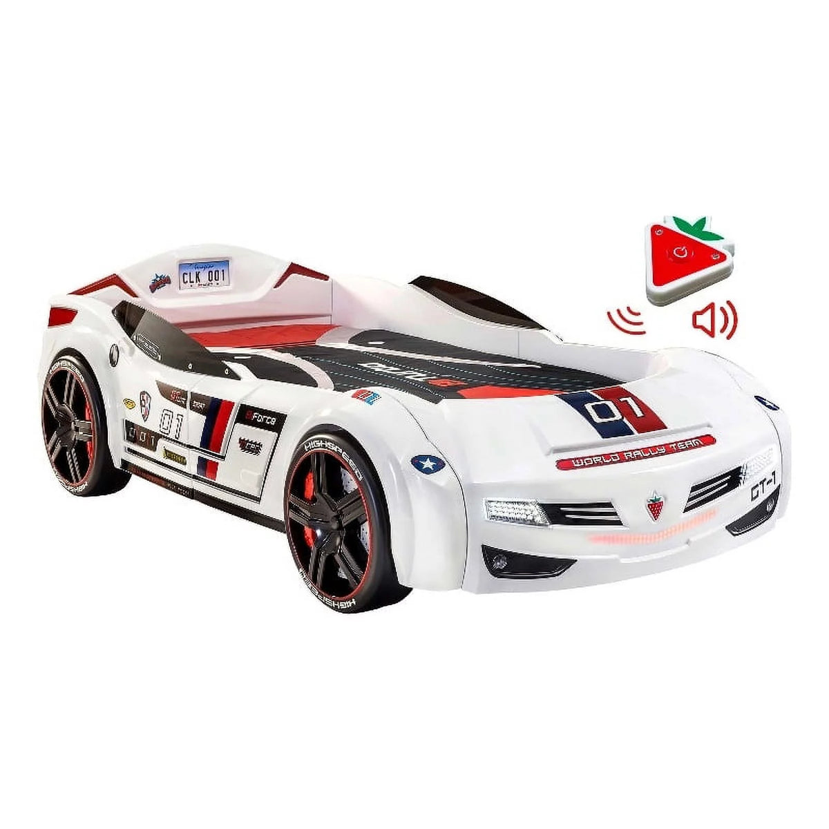 White Wood Twin Race Car Bed T126189