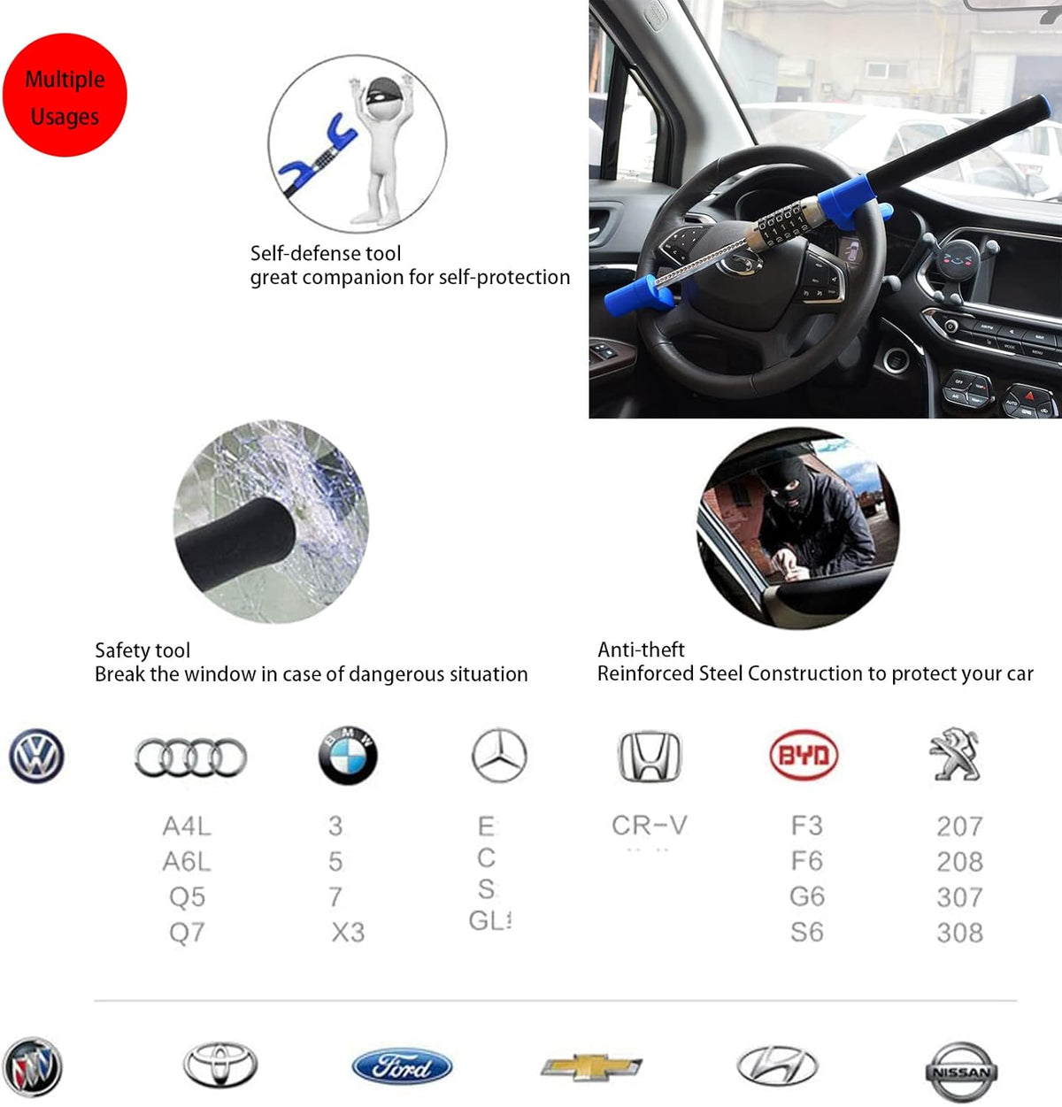Universal Anti Theft Steering Wheel Lock M411