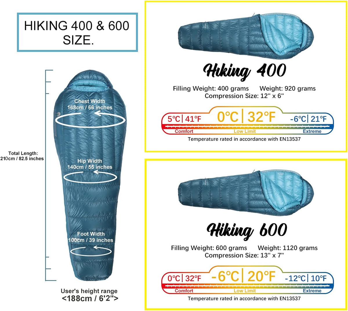 650 Fill Power Duck Down Mummy Sleeping Bag C4863