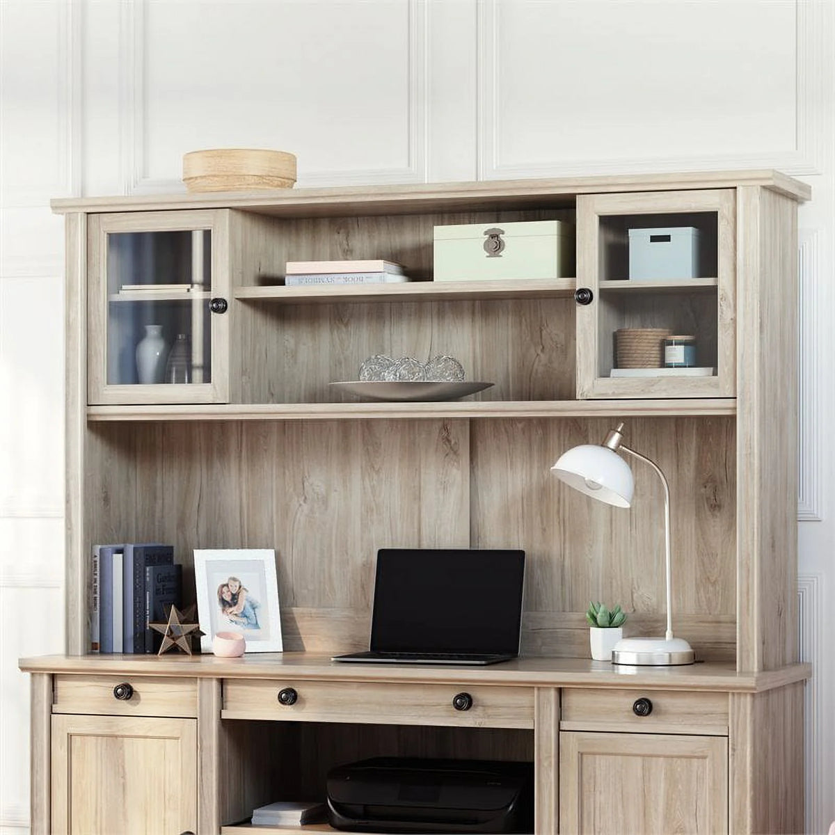 3-Piece Credenza Desk Hutch and Lateral File Cabinet M584