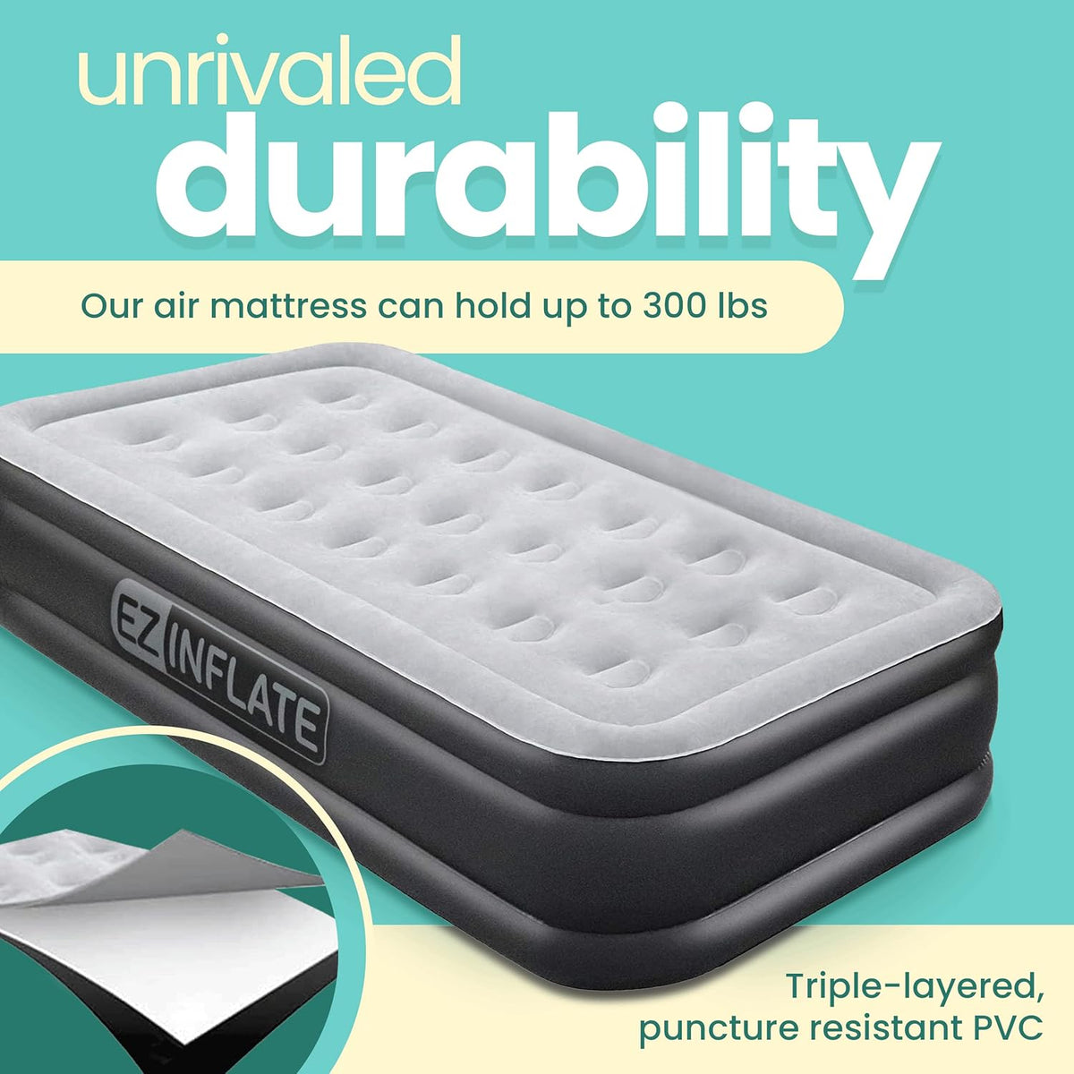 Twin Size Double-High Inflatable Air Mattress with Built in Pump X96636