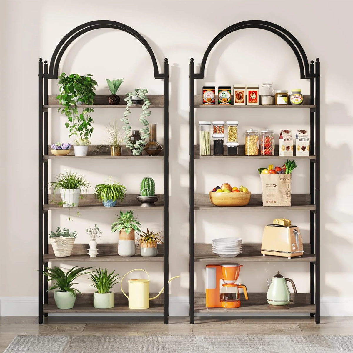 72.4 inch Tall 5 Tier Arched Bookshelf K2193