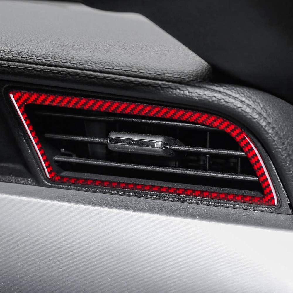 Carbon Fiber Side Air Conditioner Outlet Trim Cover for Ford Mustang 2015-2021 (2PCS Red) T7517