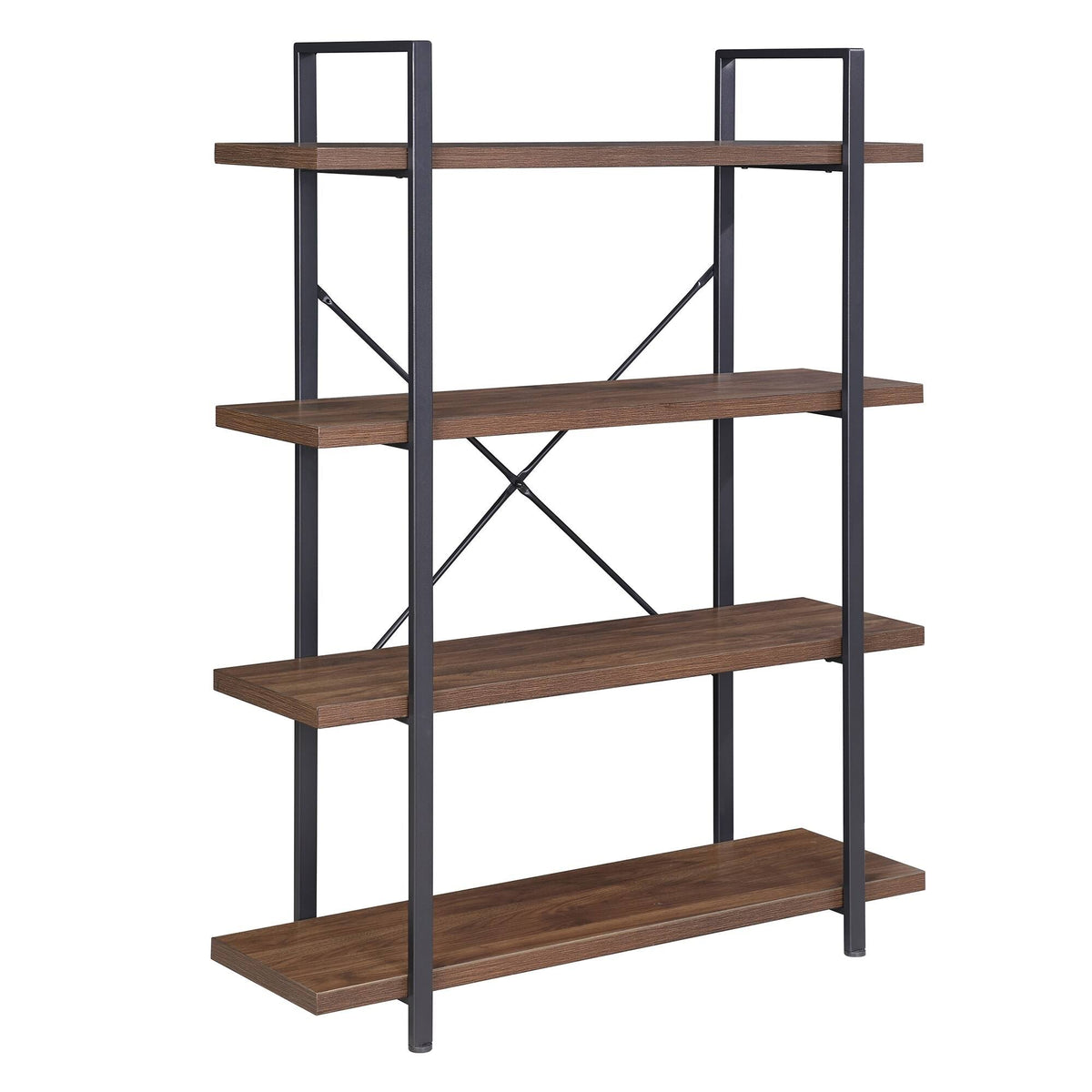 Rustic Oak 3 Shelves Wood & Metal Bookshelf C252165