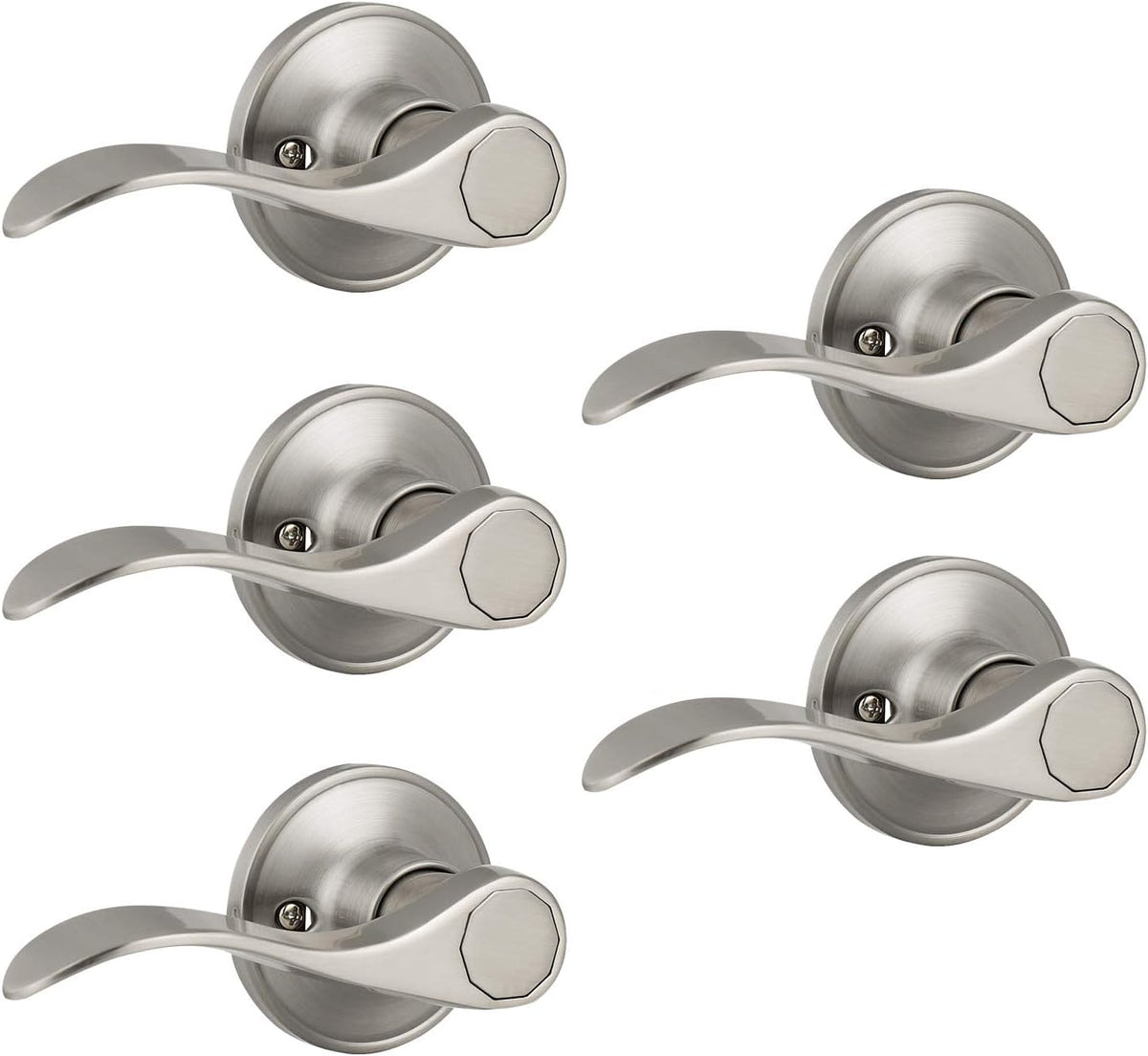 6 Pack Non-Locking Satin Nickel Door Lever Set H24114