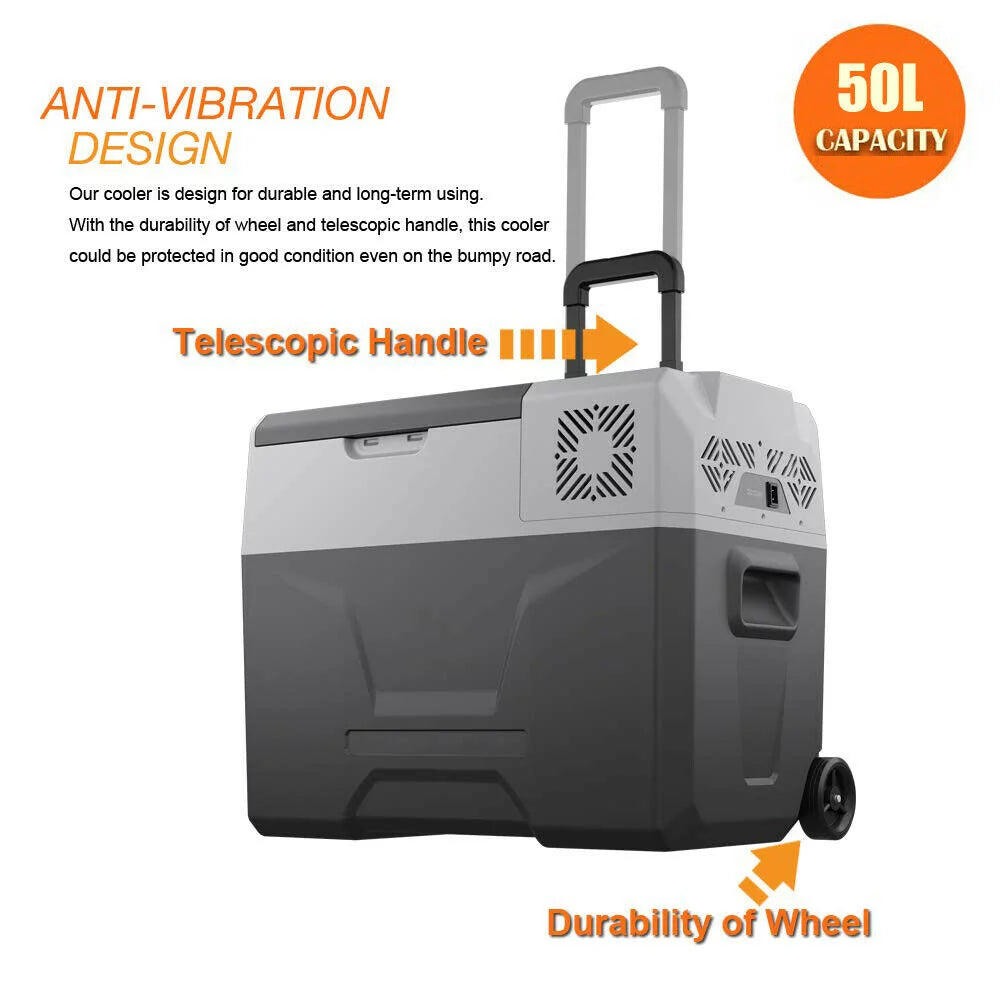 50L Portable Car Refrigerator 52 Quart Compact RV Fridge Mini Electric Freezer 12/24V DC & 110-240V AC Vehicle Truck Boat Cooler I195113