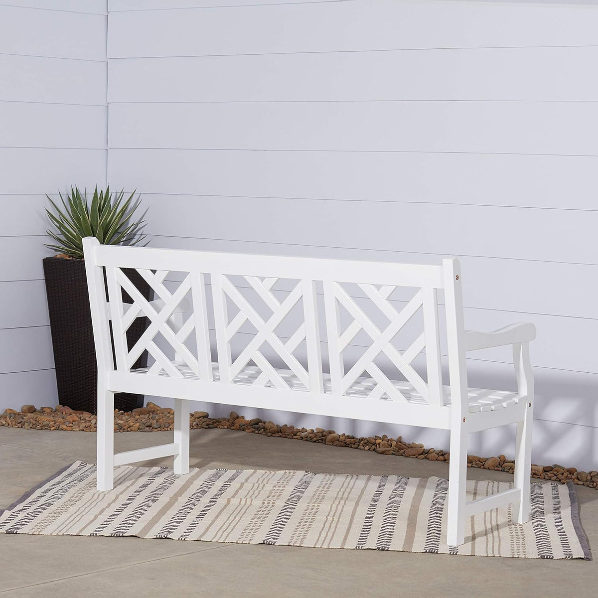 White Acacia Wooden Bench U27940