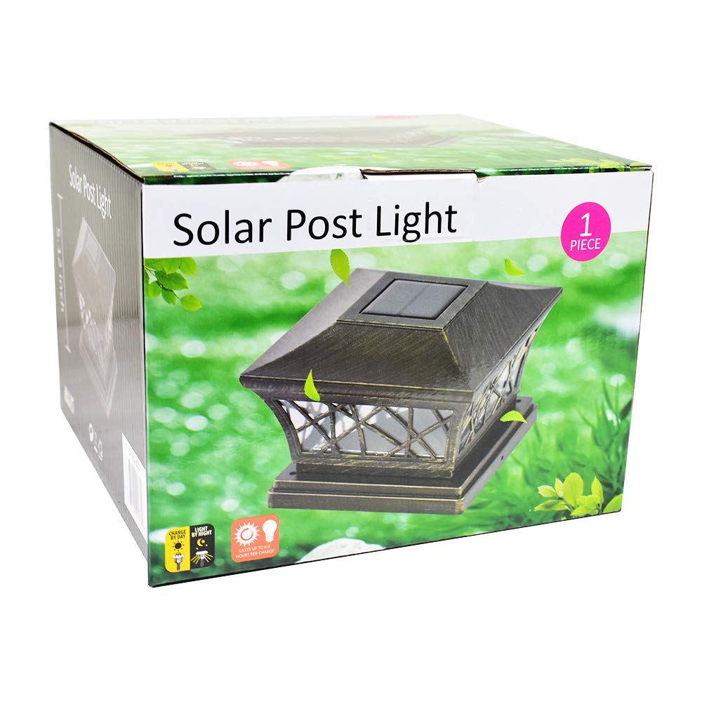 8 Pack Bronze Solar Post Light Frosted Lens SMD LED Square R733612