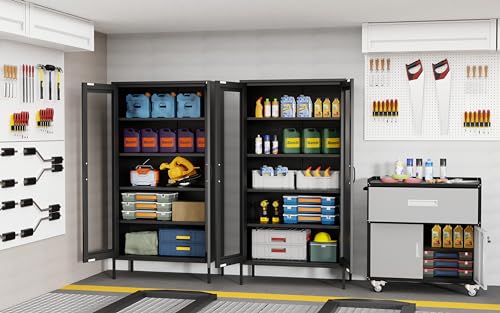 Lockable Metal Garage Storage Cabinet with Wheels U1857