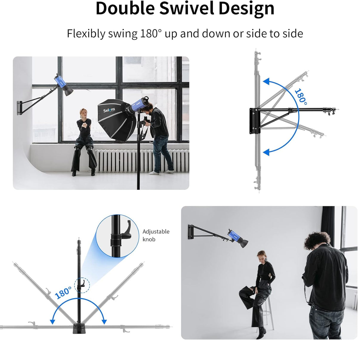 Wall Mount Boom Arm with Triangle Base, Adjustable Camera Mount W96860