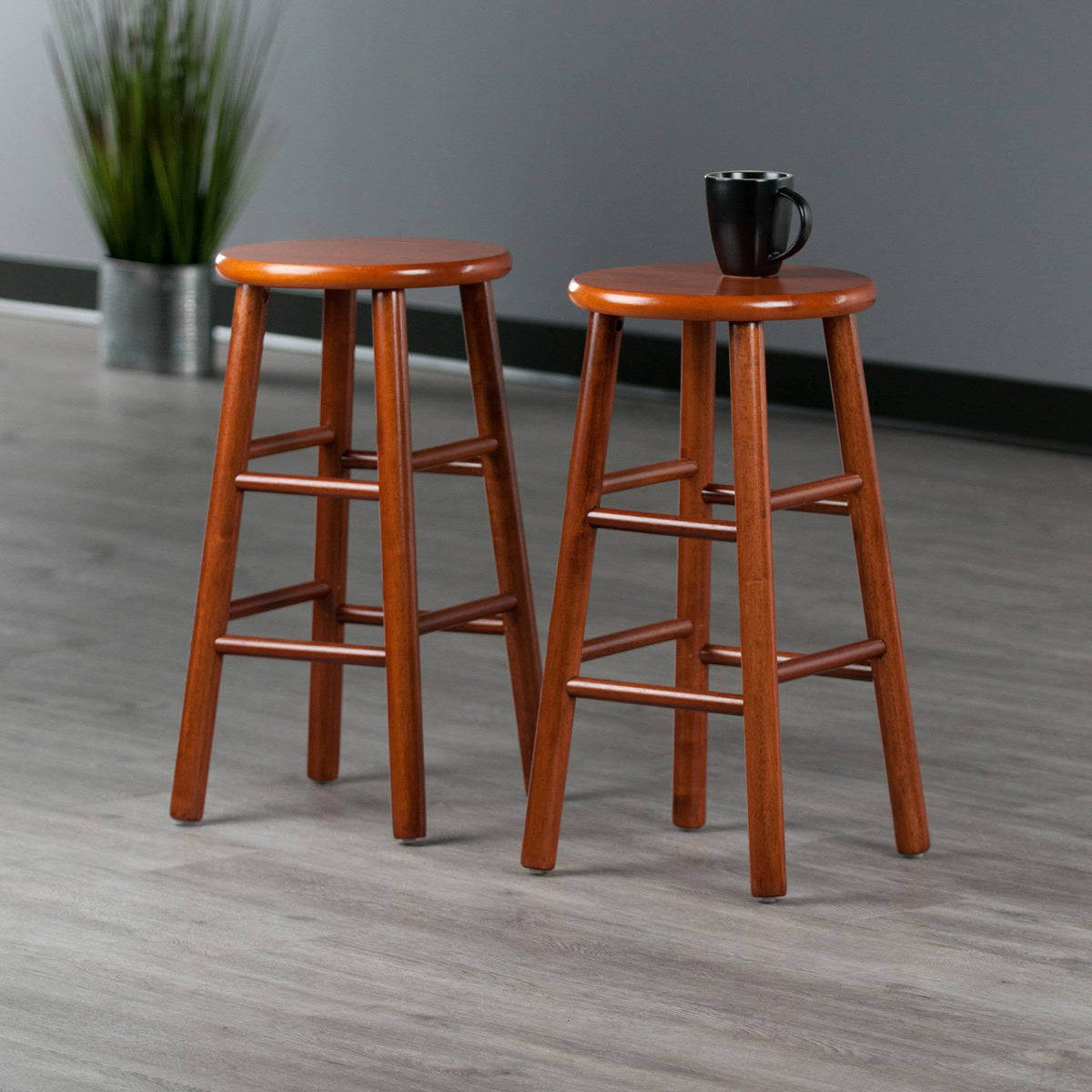 Cherry 24x22 Stool with Beveled Seat, Set of 2 F4384