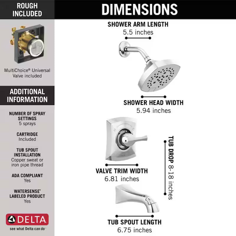 Single-Handle 5-Spray Tub and Shower Faucet in Chrome L65268