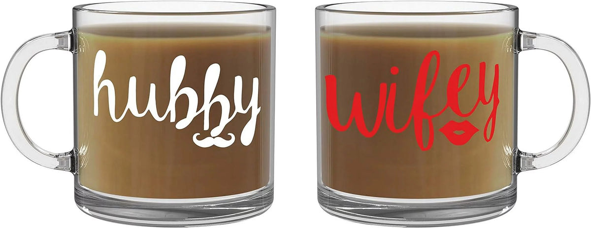13 Oz Glass Coffee Mug Couples Sets B948