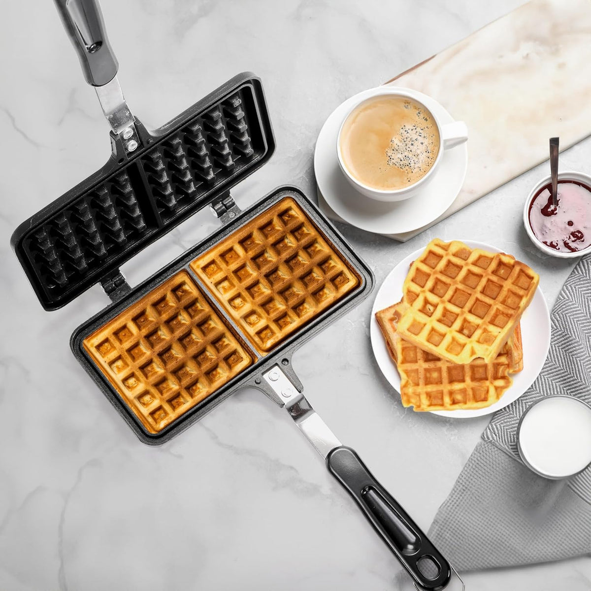 Non-stick Aluminum Waffle Maker with Long Handle K187