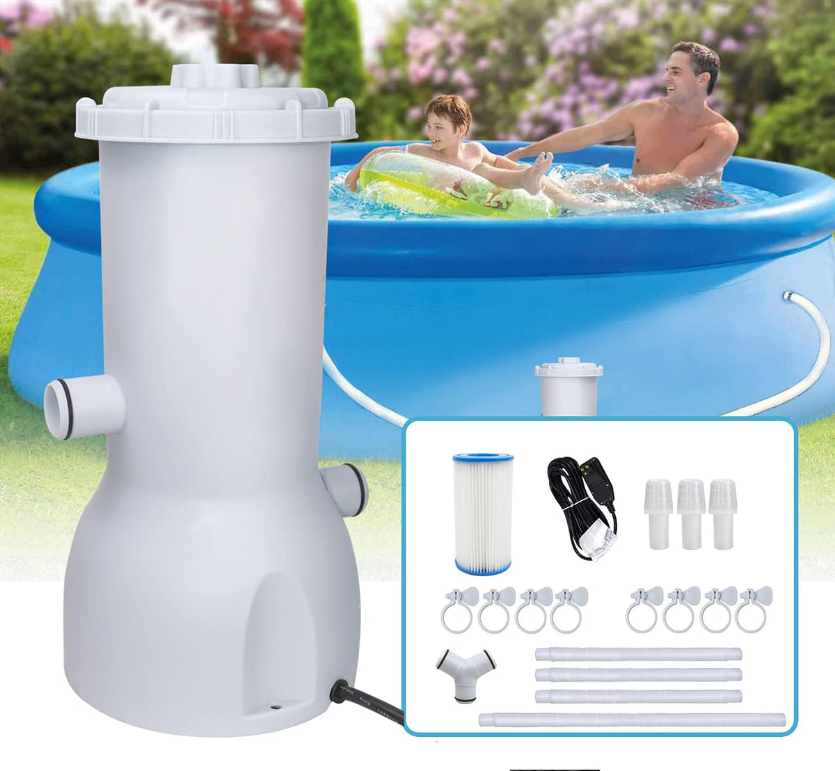 1000 GPH Clear Cartridge Filter Pump for Above Ground Pools, 110-120V with GFCI, Pack of 2 A774149
