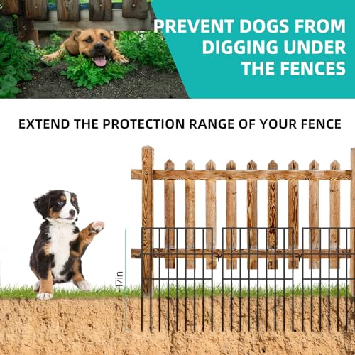 25 Panels No Dig Rustproof Metal Garden Fence, 17in x 27ft F7713