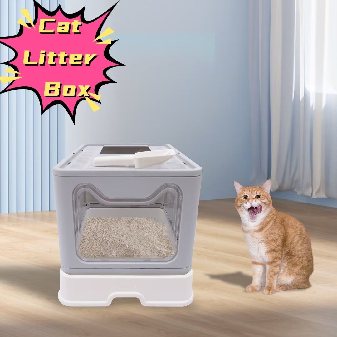 16.14" Foldable Enclosed Cat Litter Box with Lid A821